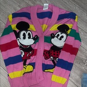Disney Multicolor Striped Cardigan with Mickey and Minnie